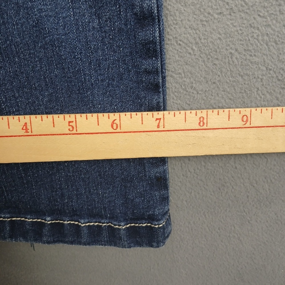 WallFlower Bootcut Jeans Womens 0 Dark Blue Denim Stretch Whiskered Low Rise - Picture 12 of 13